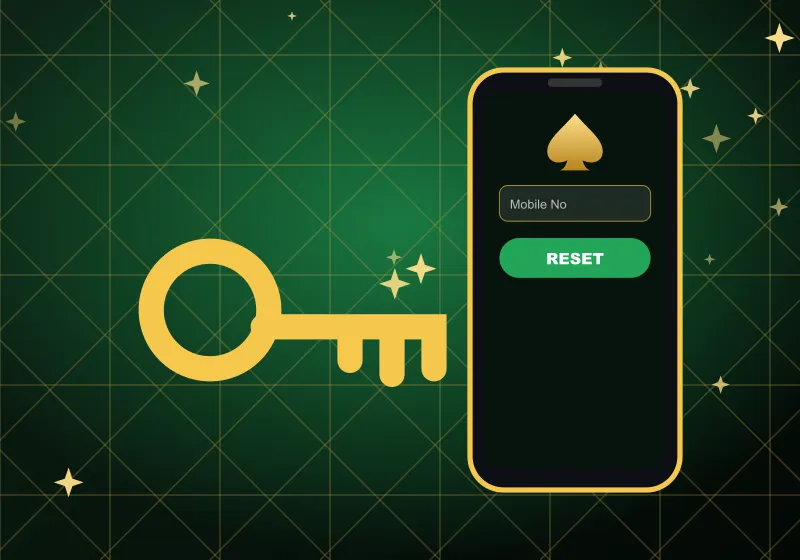 Gold key next to a phone with the Mobile No field and a RESET button Gold key next to a phone with the Mobile No field and a RESET button